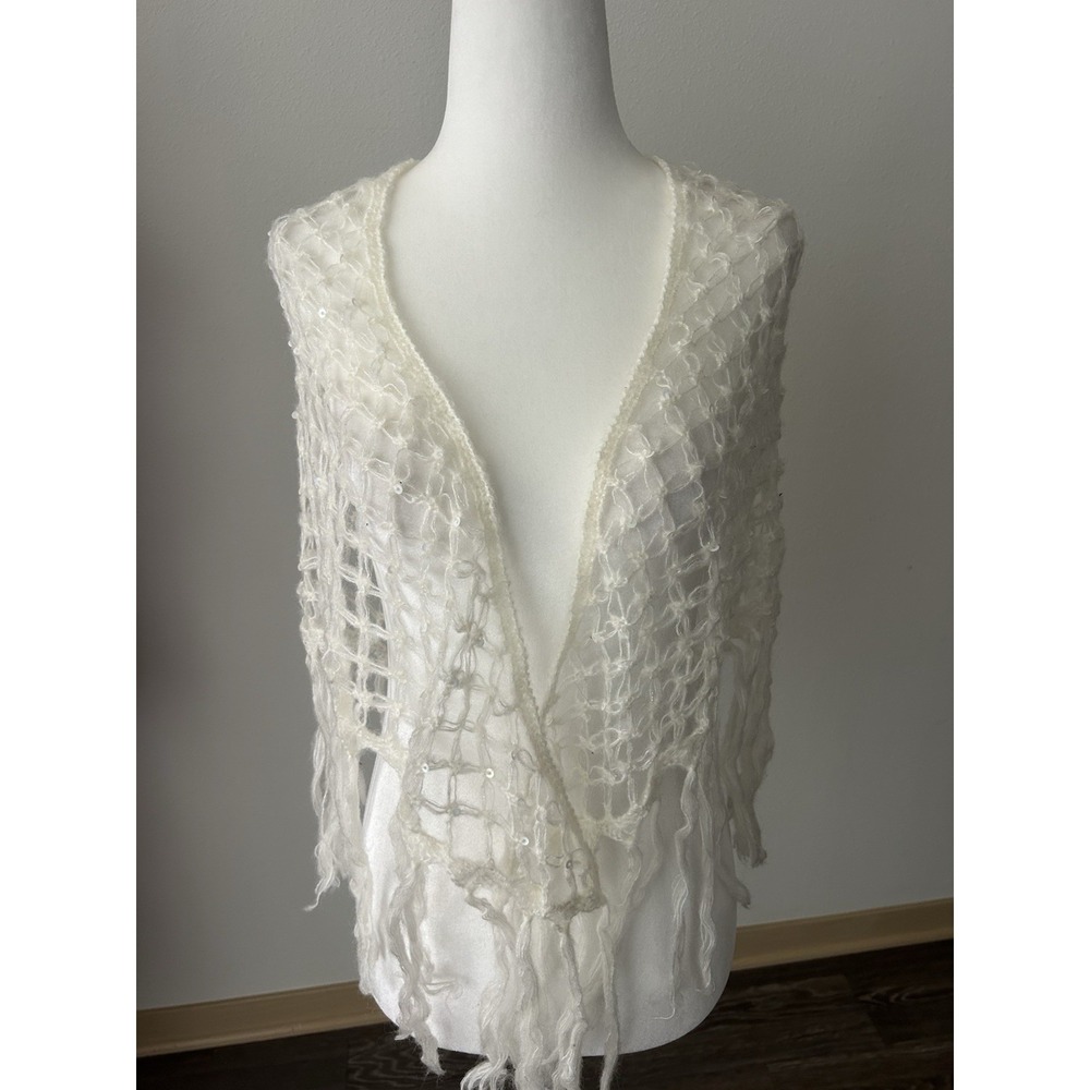 Vintage Bebe Open Knit Sequin Shawl Y2K Fairy Feminine Boho Festival